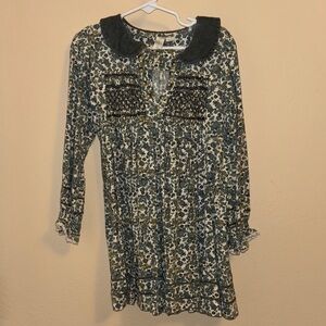 Chic Floral Kids Dress with Black Collar